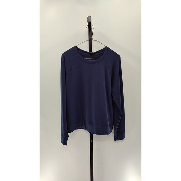 Quince Sweaters - Quince Women Supersoft Fleece Crew Navy Sleeved Top M